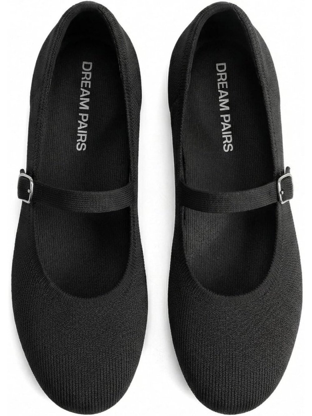 Dream Pairs Women's Black Mary Jane Ballet Flats Foldable Knit Comfort Shoes